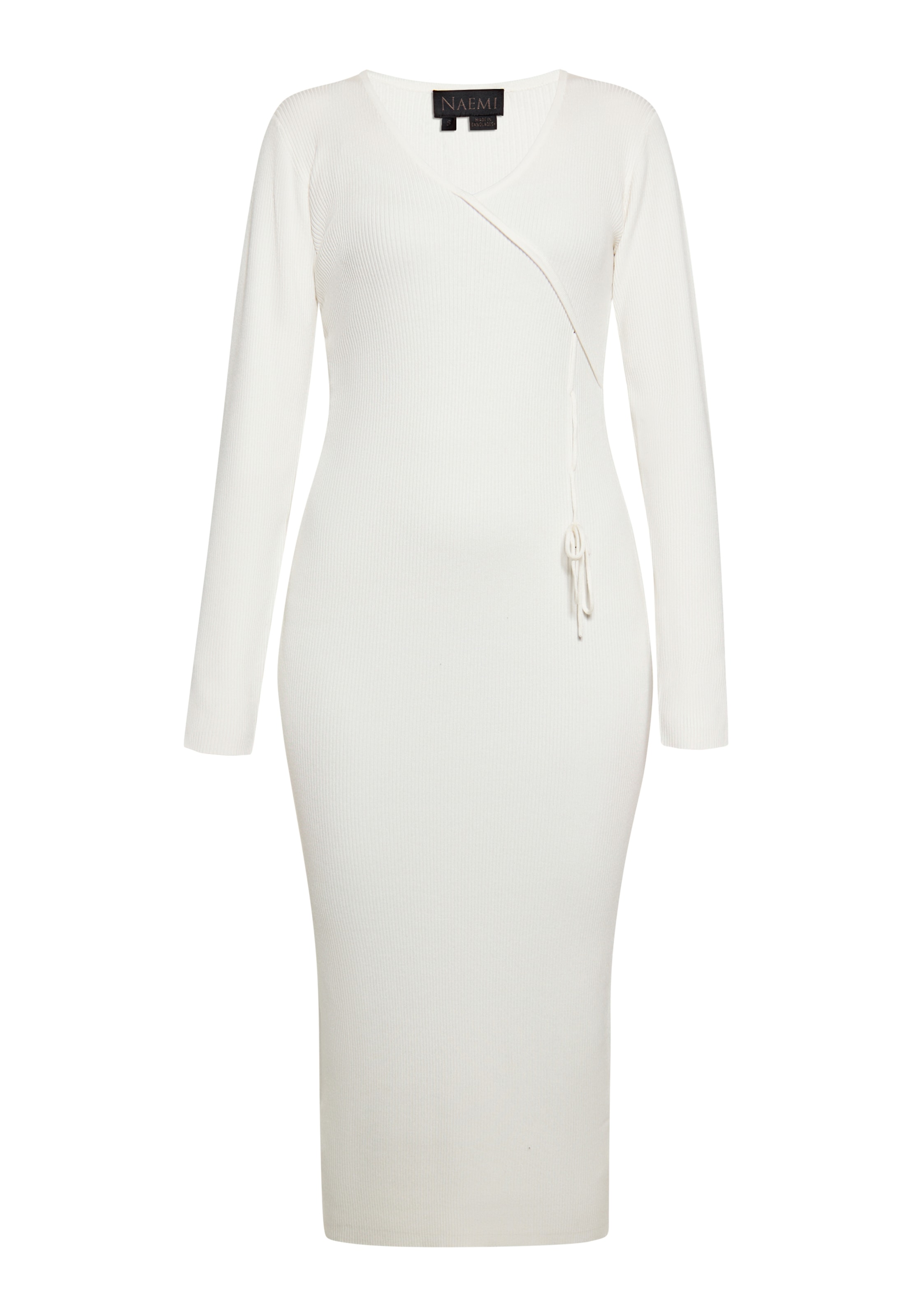 NAEMI Πλεκτό φόρεμα σε λευκό: μπροστά