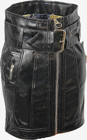 Jupe 'Lederrock aus Kunstleder in schwarzer Lackoptik' Be Noble en noir : devant