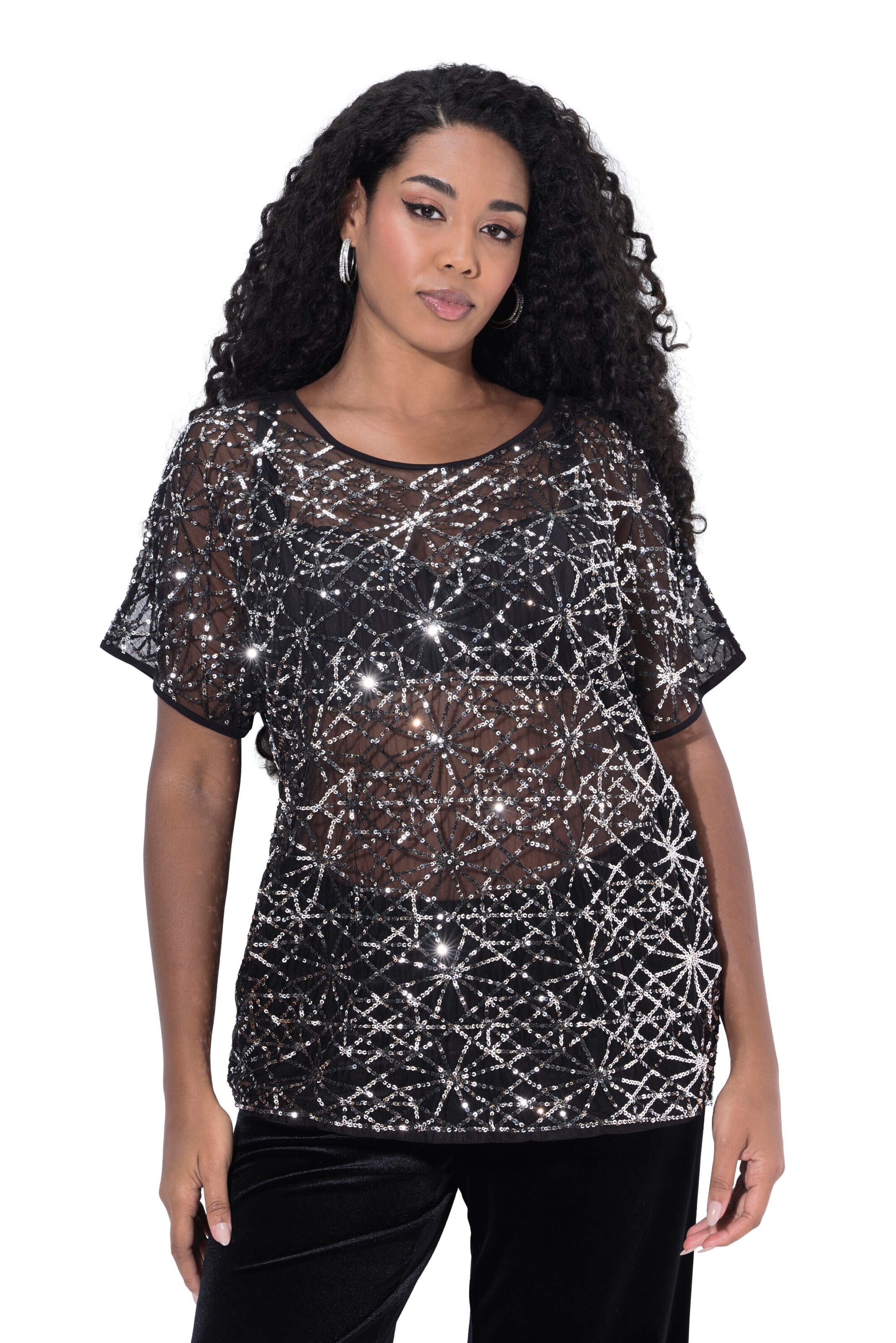 Ulla Popken Blouse in Zwart: voorkant