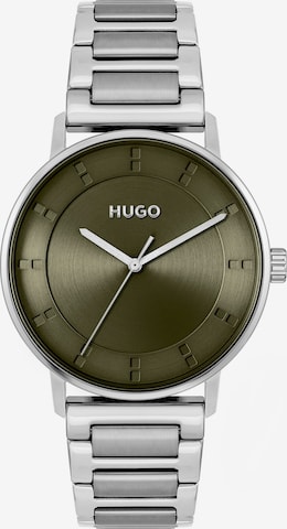 HUGO Red Analog Watch in Silver: front