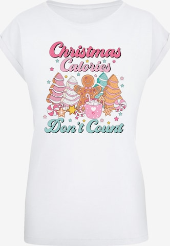 F4NT4STIC Shirt 'Christmas Calories Dont Count' in White: front