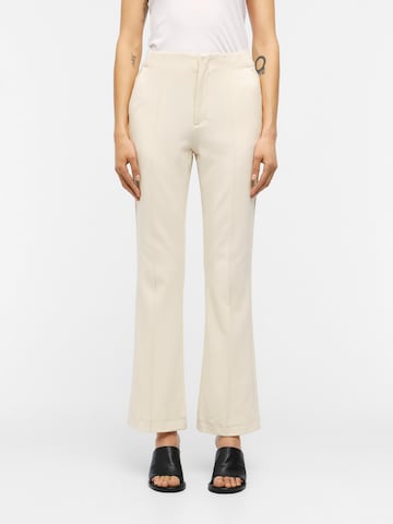 OBJECT Flared Pleat-front trousers 'IVA LISA' in Beige: front