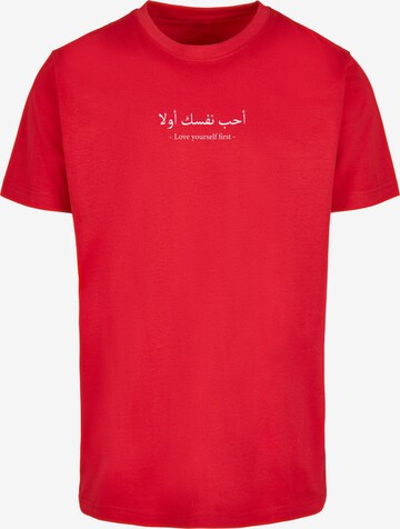 Merchcode T-Shirt 'Love Yourself First' in Rot: predná strana