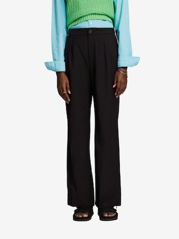 ESPRIT Loose fit Pleated Pants in Black: front