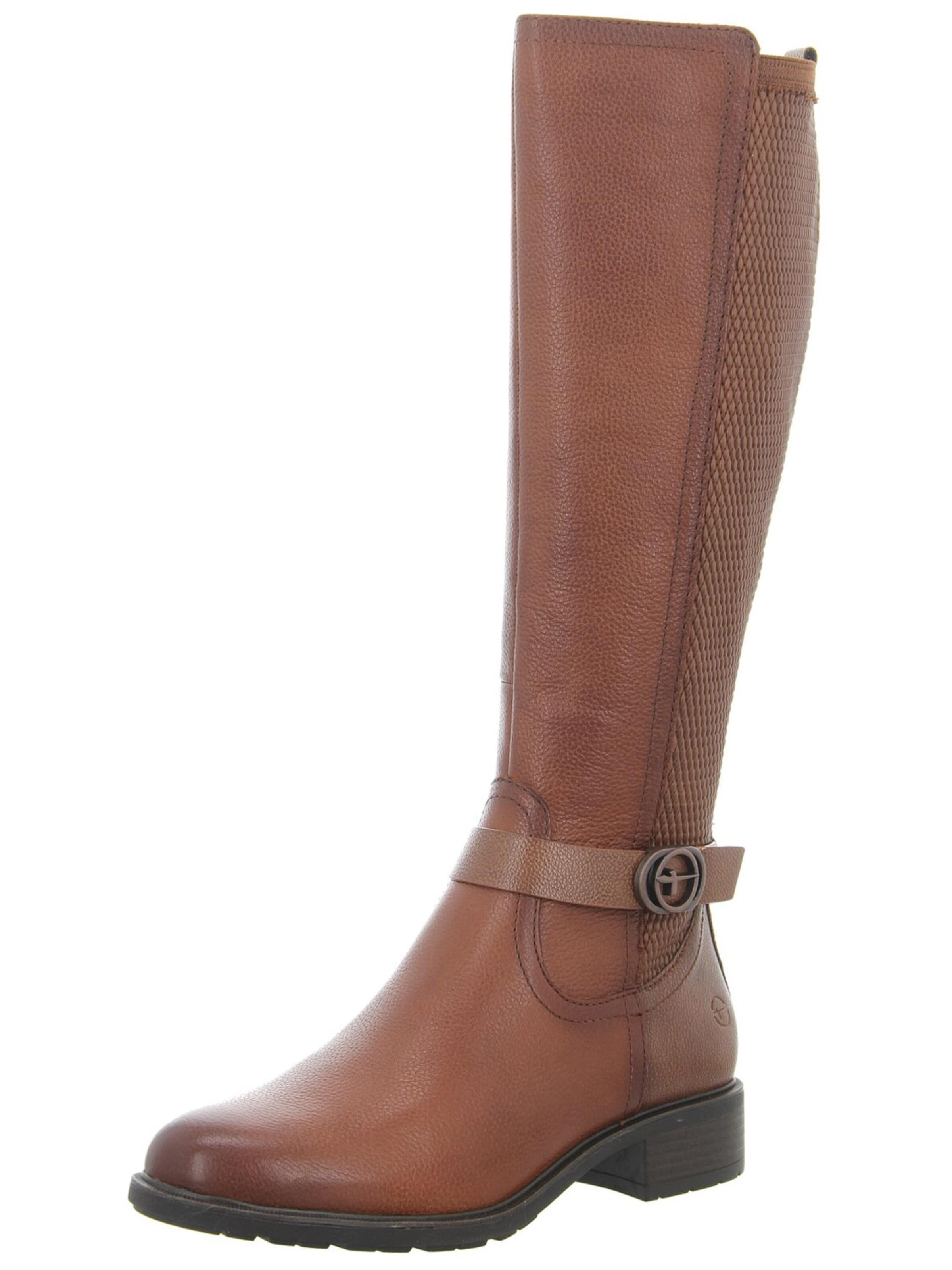 Tamaris Boots 'Klassischer Stiefel Damen 1-25618-43/305 Echtleder in braun' in Bruin: voorkant