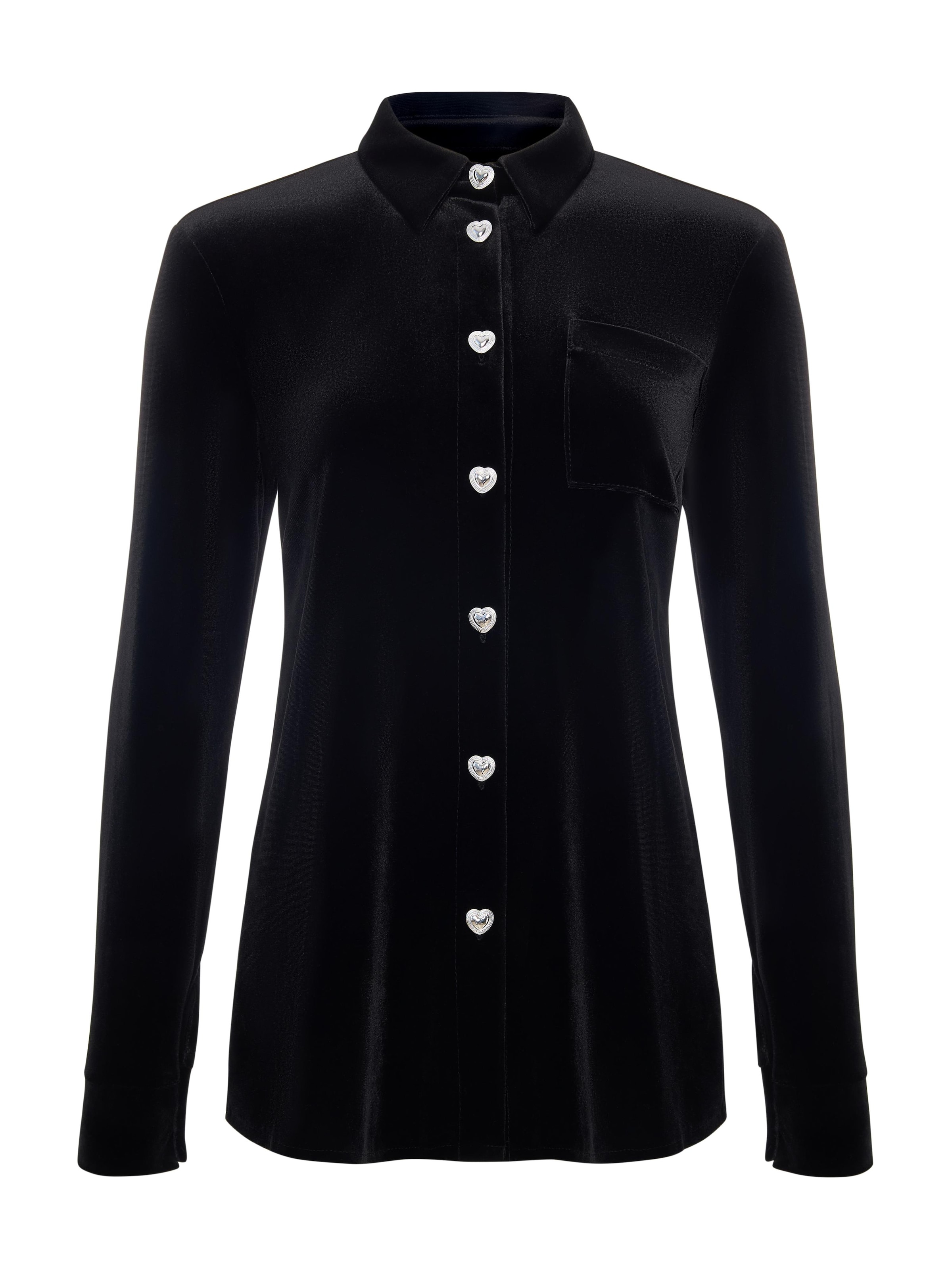 Serena Silueta Blouse 'Velvet Shirt' in Black: front