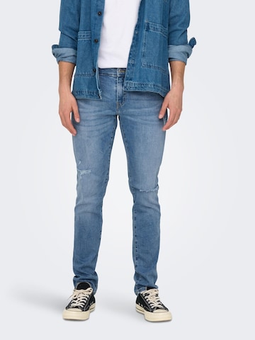 Regular Jeans 'Loom' de la Only & Sons pe albastru: față