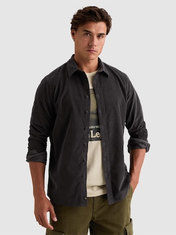 PME Legend Skjorte 'Corduroy shirt with chest embroidery' i grå: forside