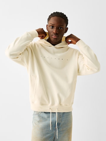 Sweat-shirt Bershka en blanc : devant