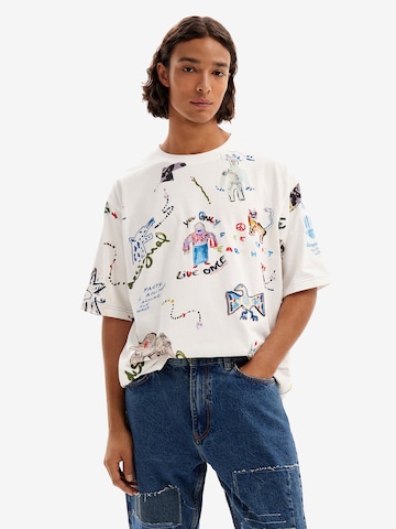 T-Shirt Desigual en blanc : devant