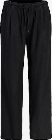 JACK & JONES - Pierna ancha Pantalón plisado en negro: frente