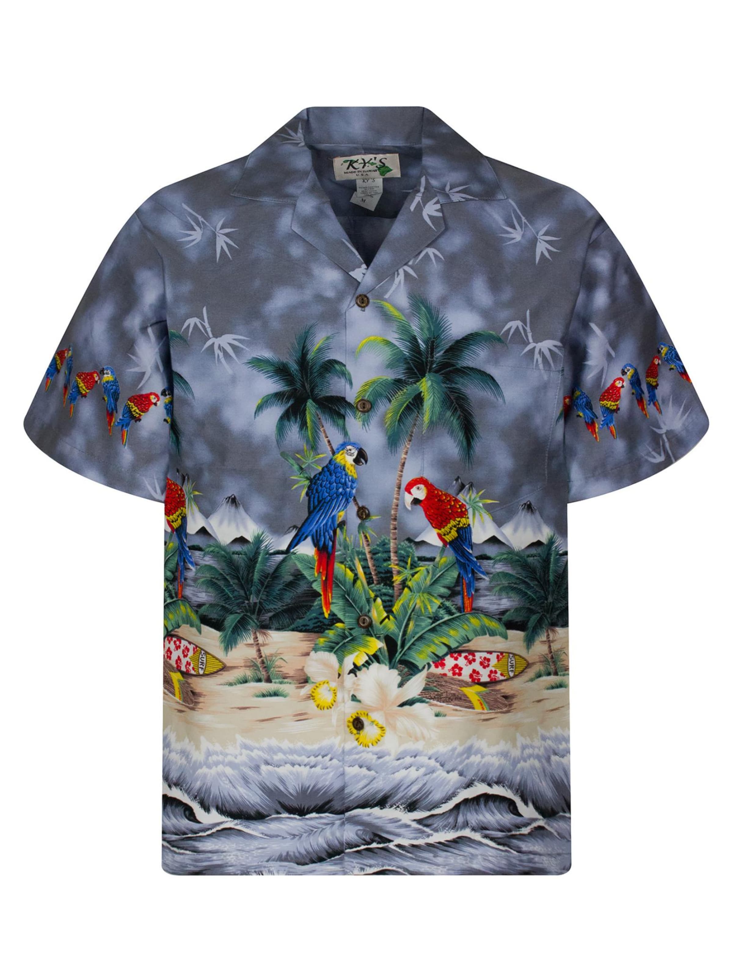 KY's Regular fit Button Up Shirt 'Papagei' in Grey: front