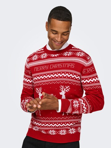 Only & Sons Trui 'ONSXmas' in Rood