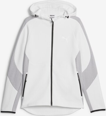 PUMA Athletic Zip-Up Hoodie 'EVOSTRIPE' in White: front
