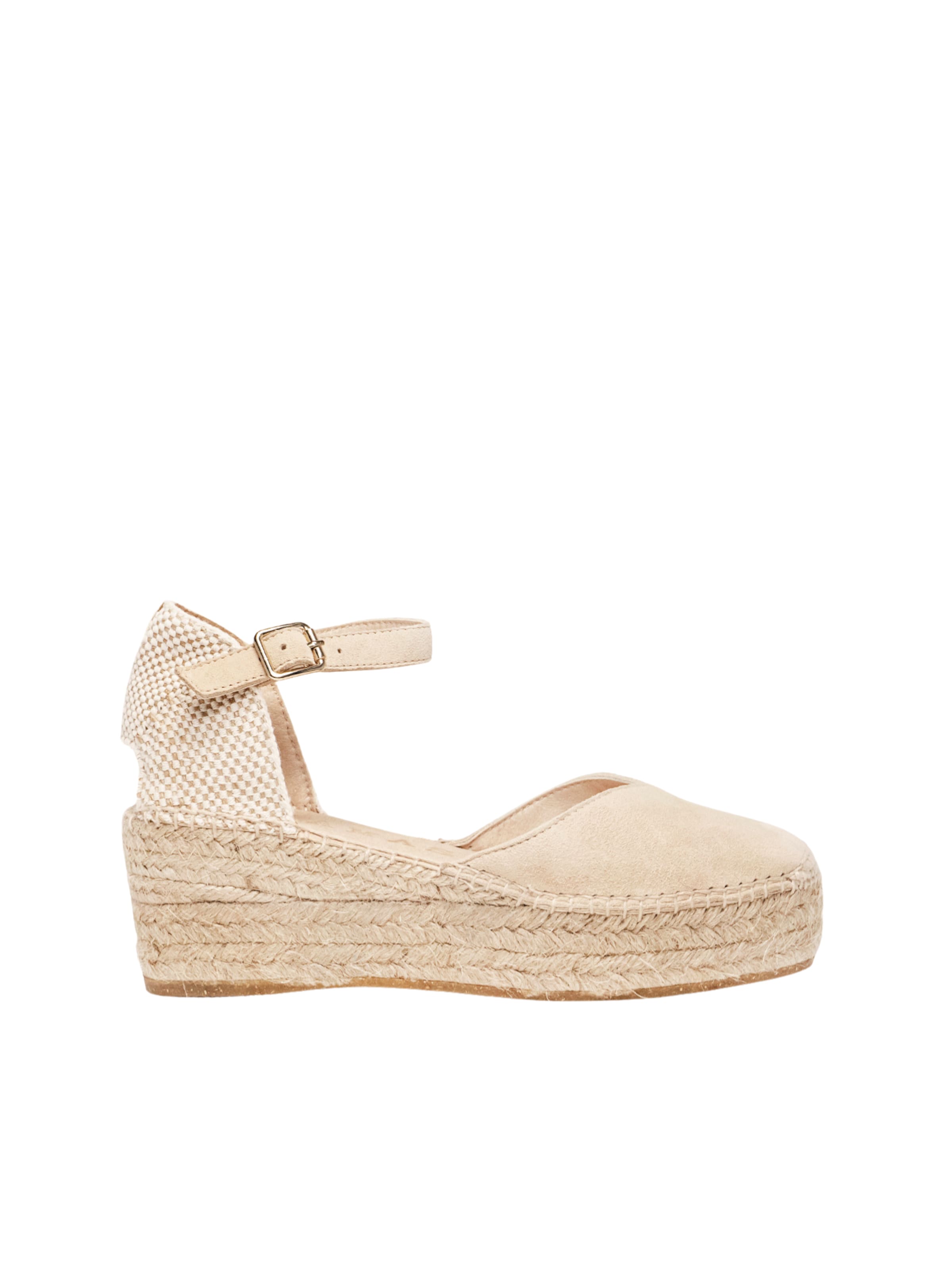 Alhamas - Sandalias con hebilla 'Alpargata Cuña 6 cm' en beige: frente