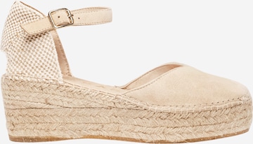 Sandalo con cinturino 'Alpargata Cuña 6 cm' di Alhamas in beige: frontale