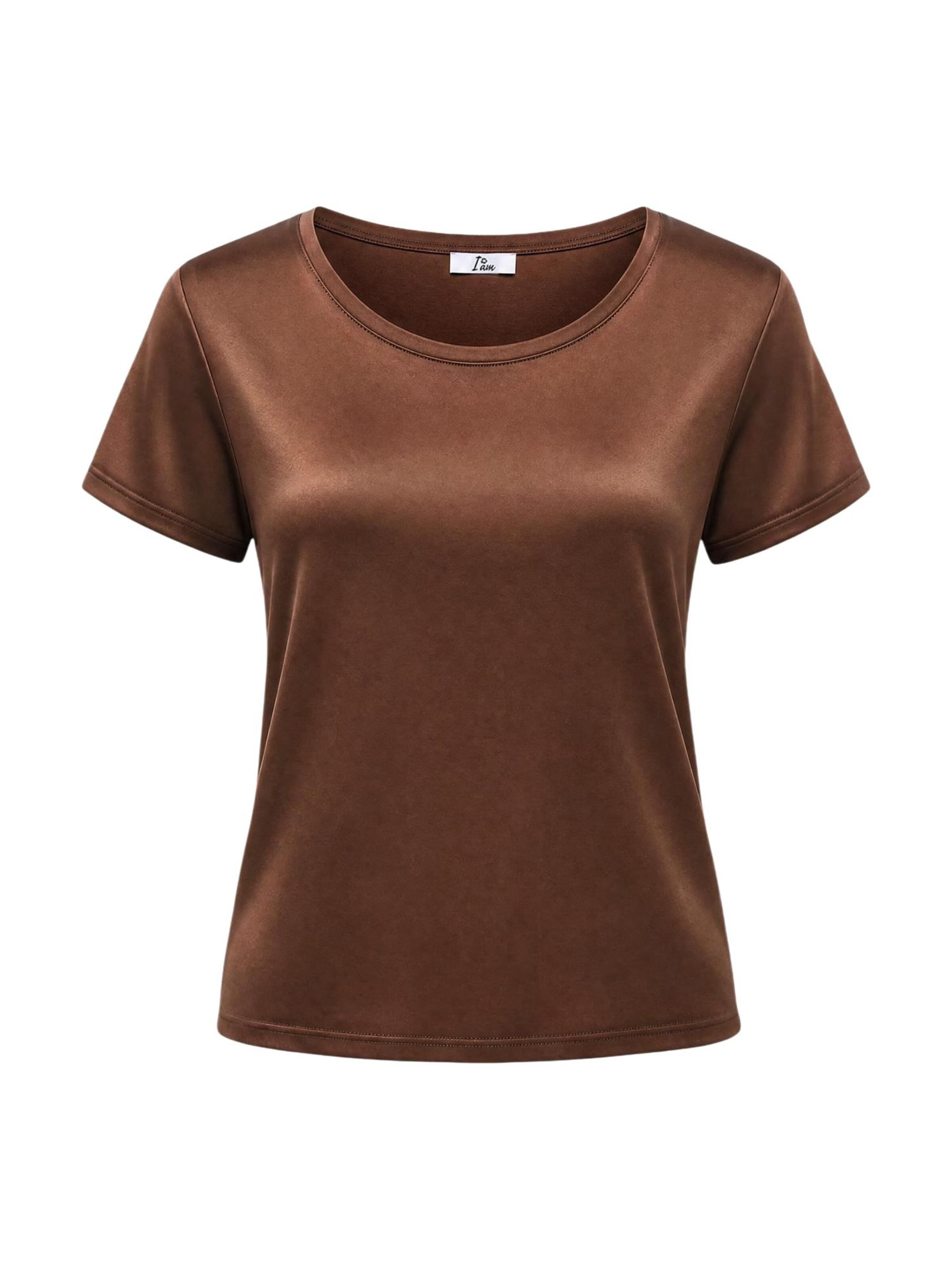 I AM Shirt 'Top Viscosa Satinato 1951V39' in Bruin: voorkant