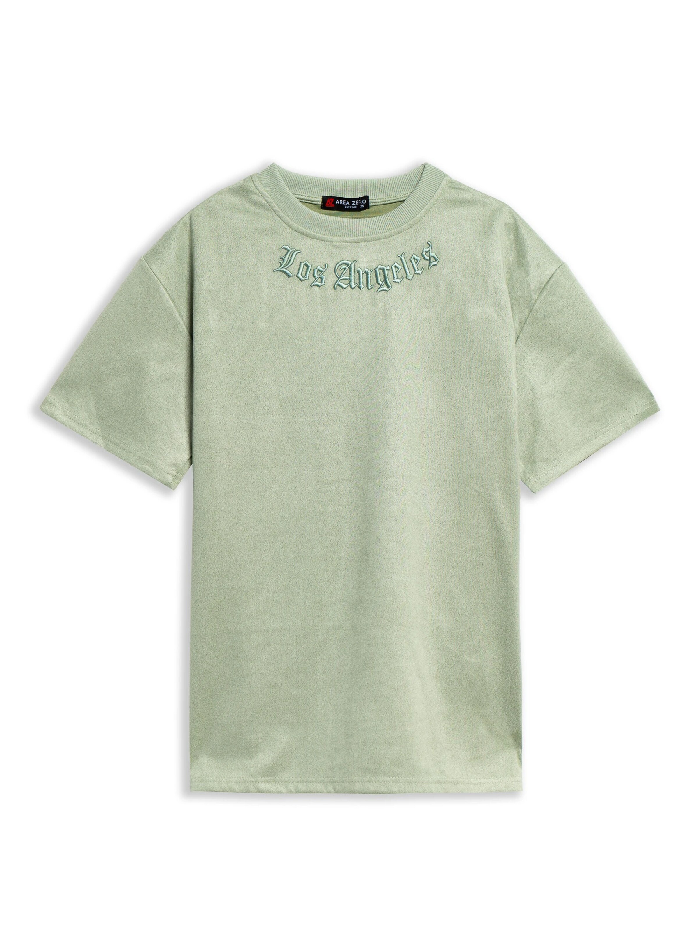 OVER STREET - Camiseta 'Camiseta area zero verde los angeles oversized suede tee' en verde: frente