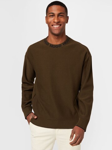 HUGO Sweater 'Smarlo' in Green: front