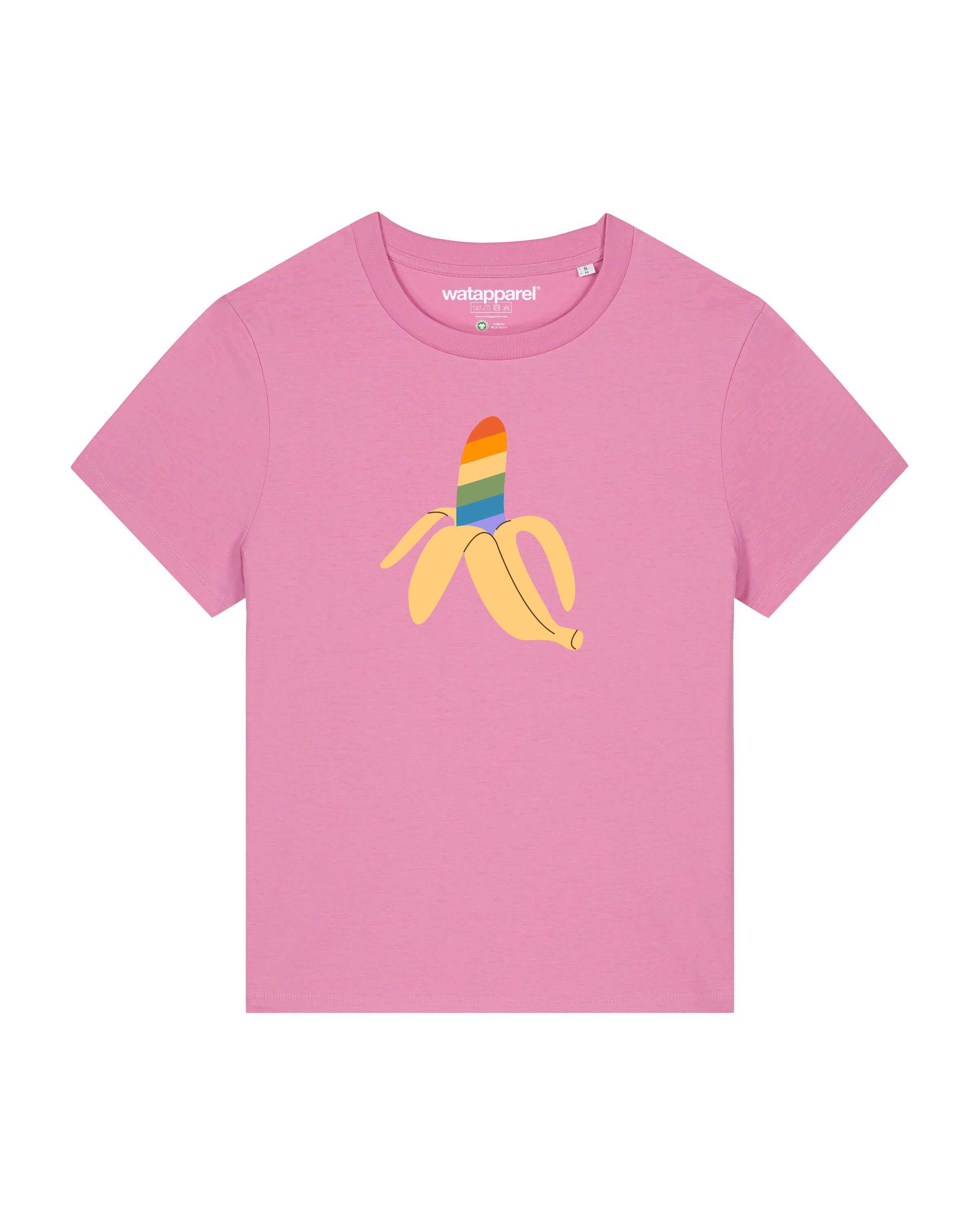 Watapparel Shirt ' Rainbow Banana ' in Pink: front
