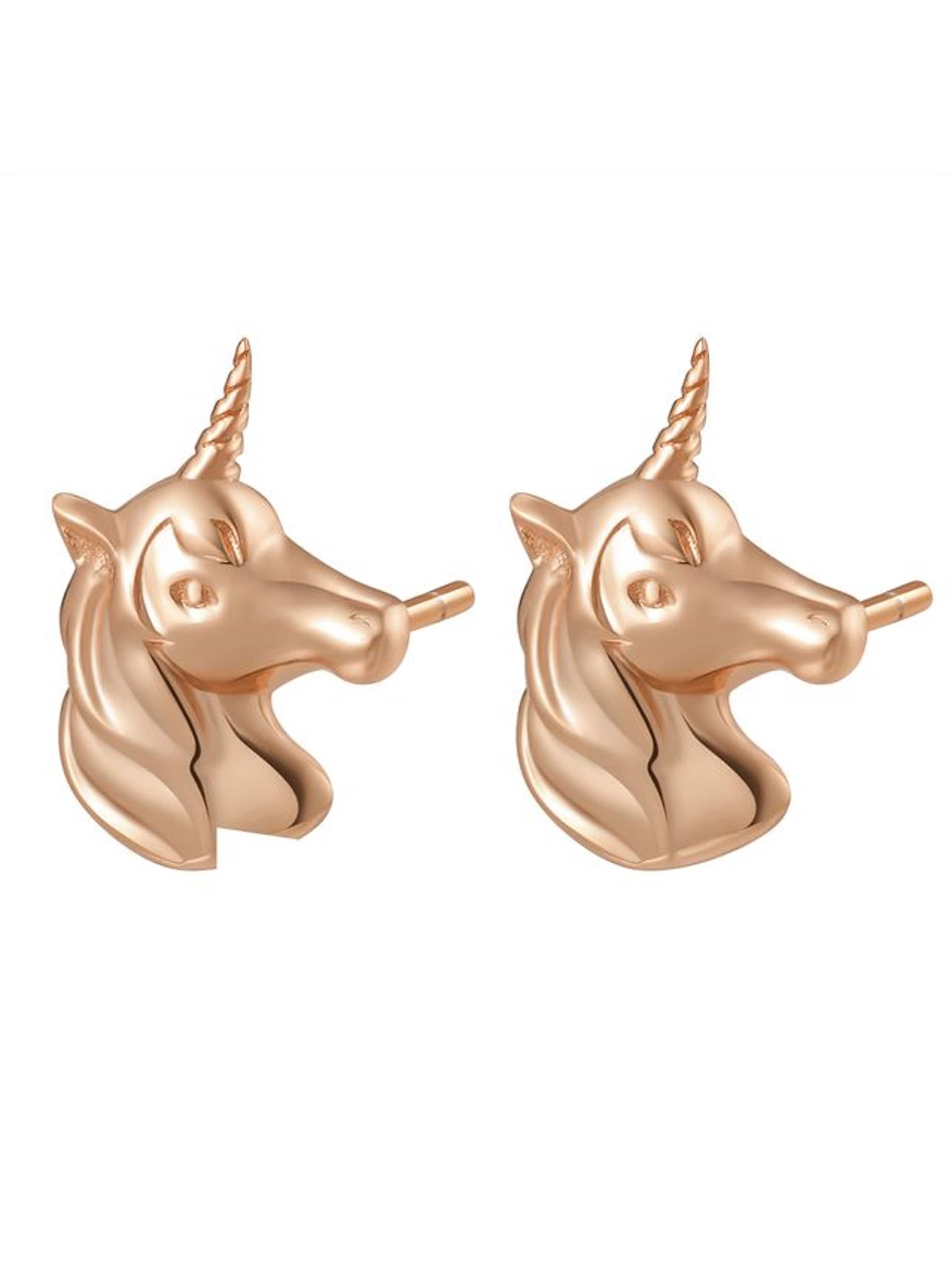 Hey Happiness - Pendientes 'Unicorn Charm' en oro: frente