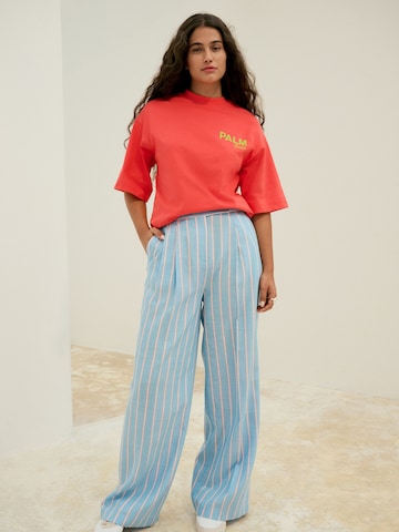 Next Wide leg Bandplooibroek in Blauw