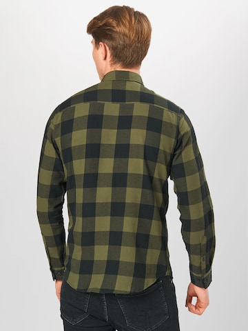 JACK & JONES Слим Рубашка 'Gingham' в Зеленый