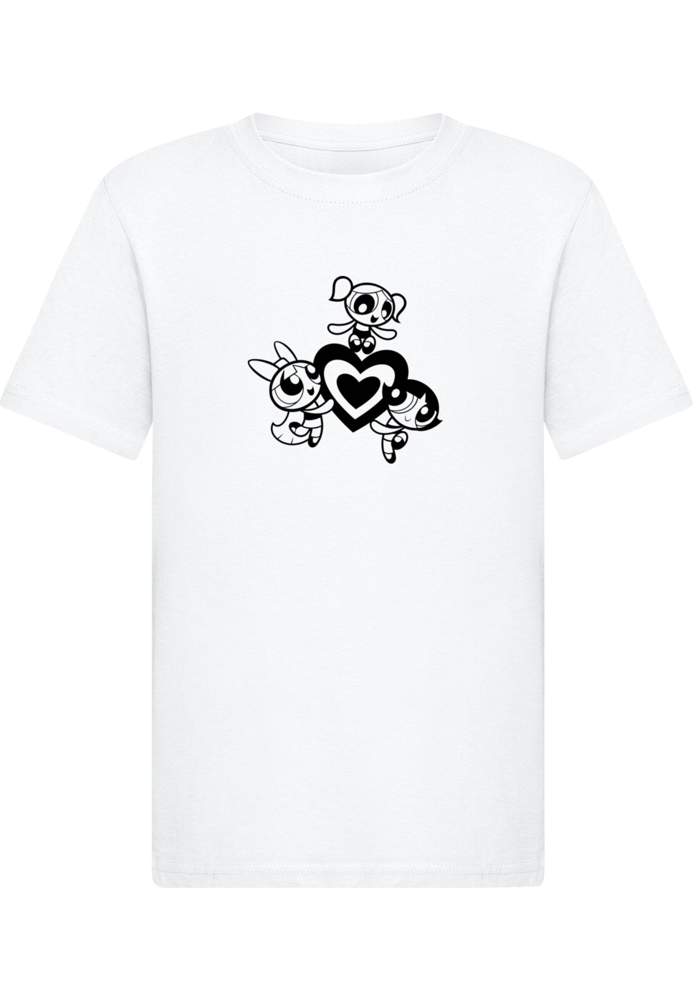 Merchcode T-Shirt 'The Powerpuff Girls - Outline 2.0' in Weiß: Vorderseite