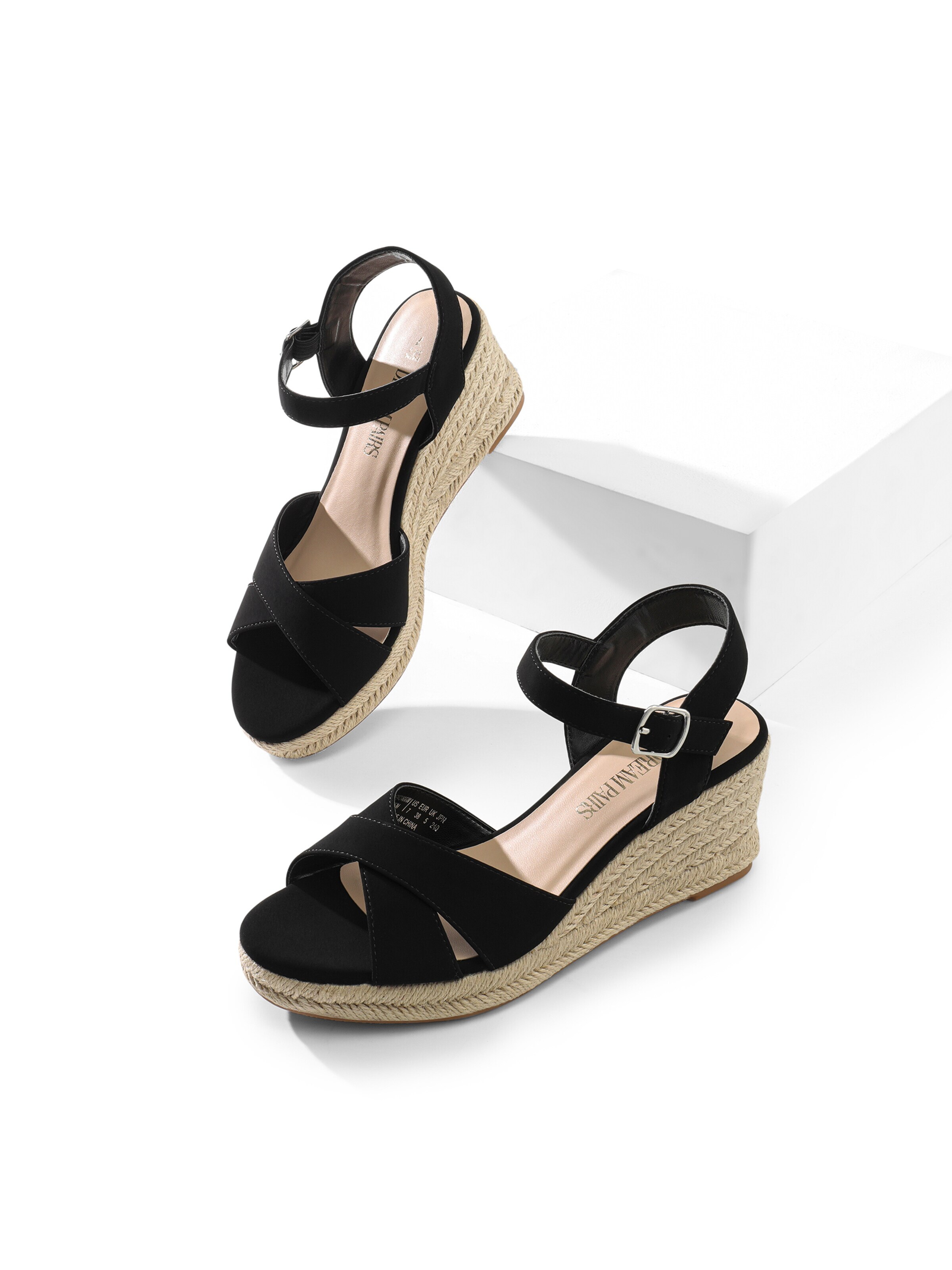 Dream Pairs Sandal 'Elegante Espadrille-Keilsandalen' in Black