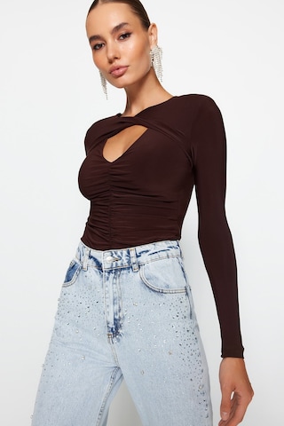 Trendyol Shirt Bodysuit in Brown