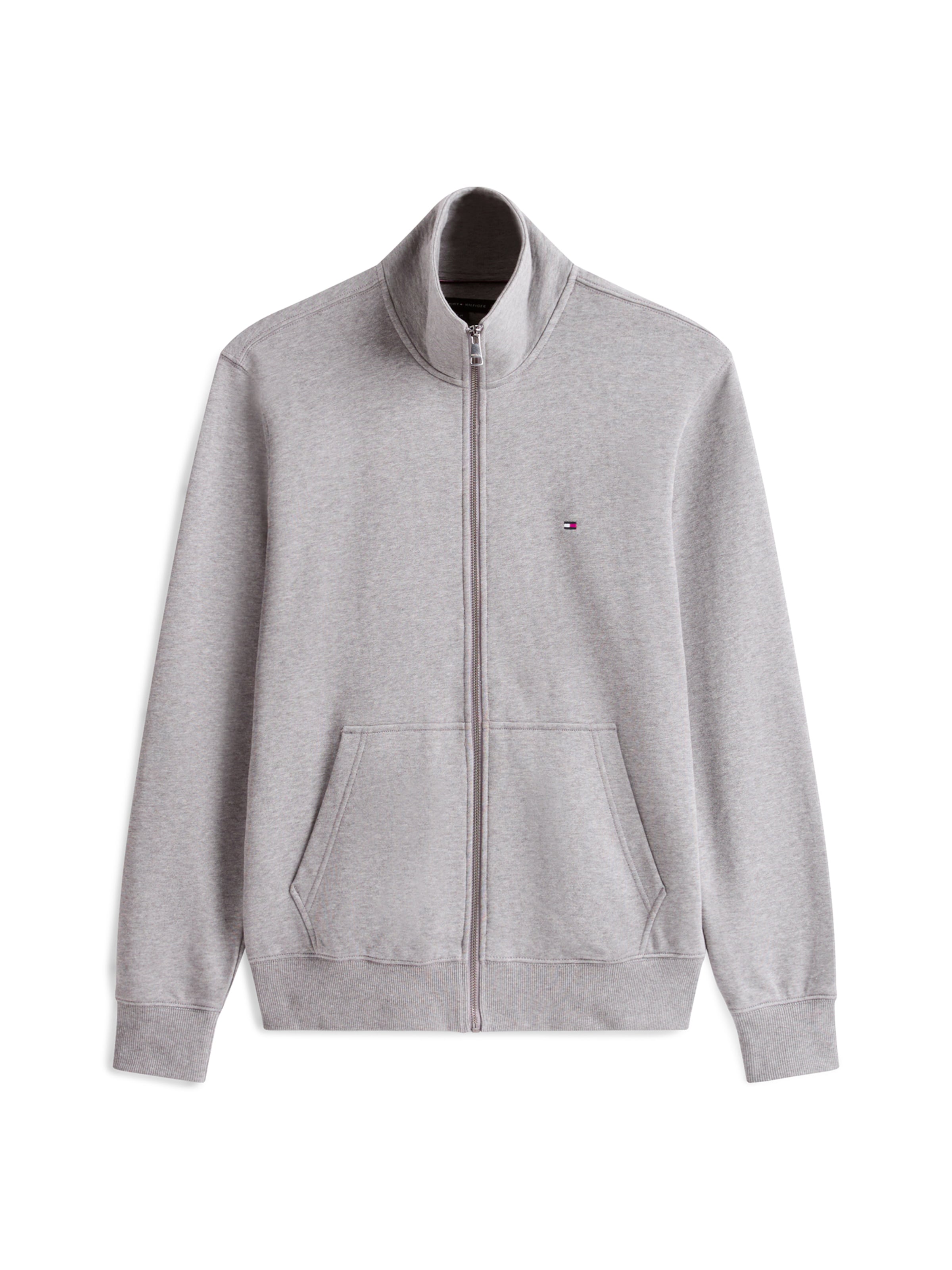 TOMMY HILFIGER Zip-Up Hoodie 'ESSENTIAL' in Grey: front
