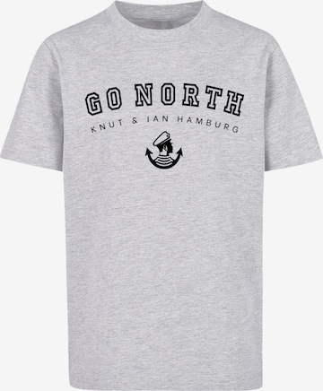 F4NT4STIC Shirt 'Go North Knut & Jan Hamburg' in Grijs: voorkant