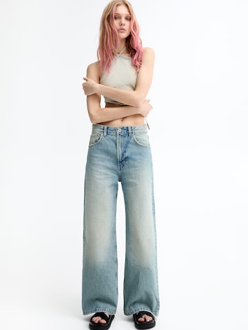 Pull&Bear Wide Leg Jeans in Blau