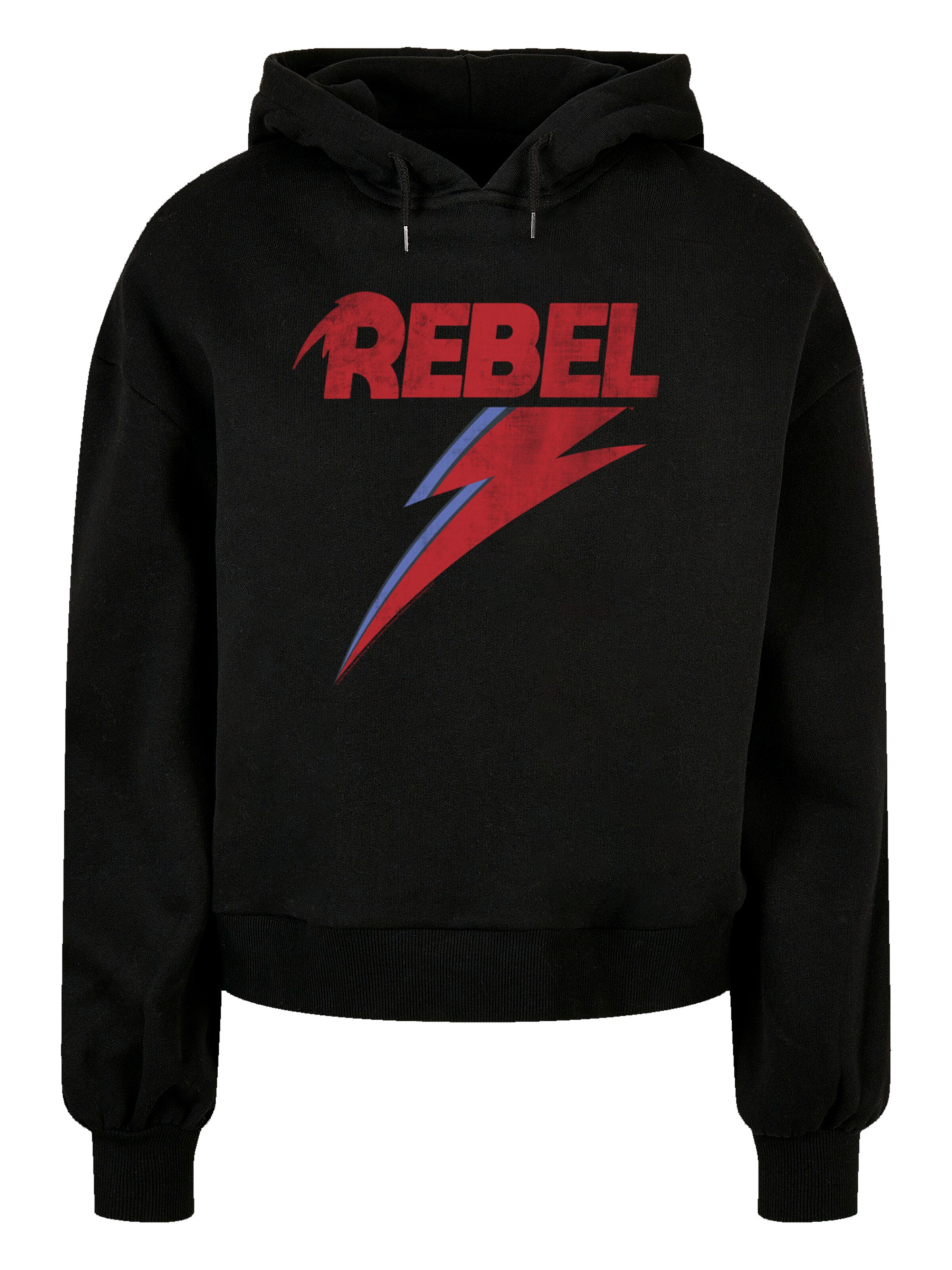 F4NT4STIC Sweatshirt 'David Bowie Distressed Rebel' in Black: front