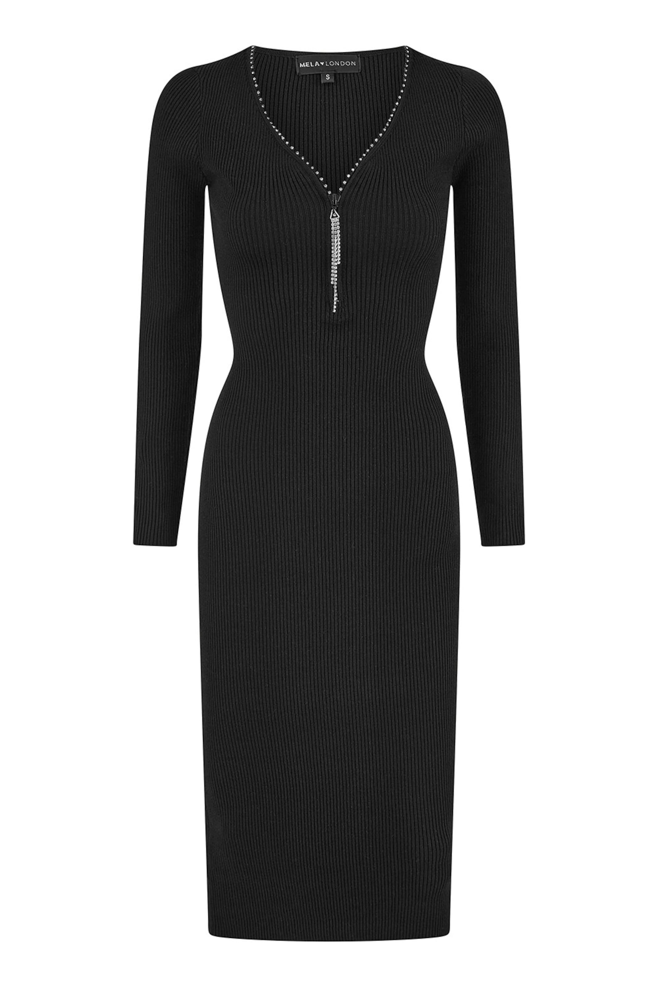 Yumi Strickkleid in Schwarz: Vorderseite