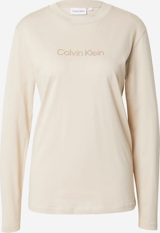 T-shirt Calvin Klein en beige : devant