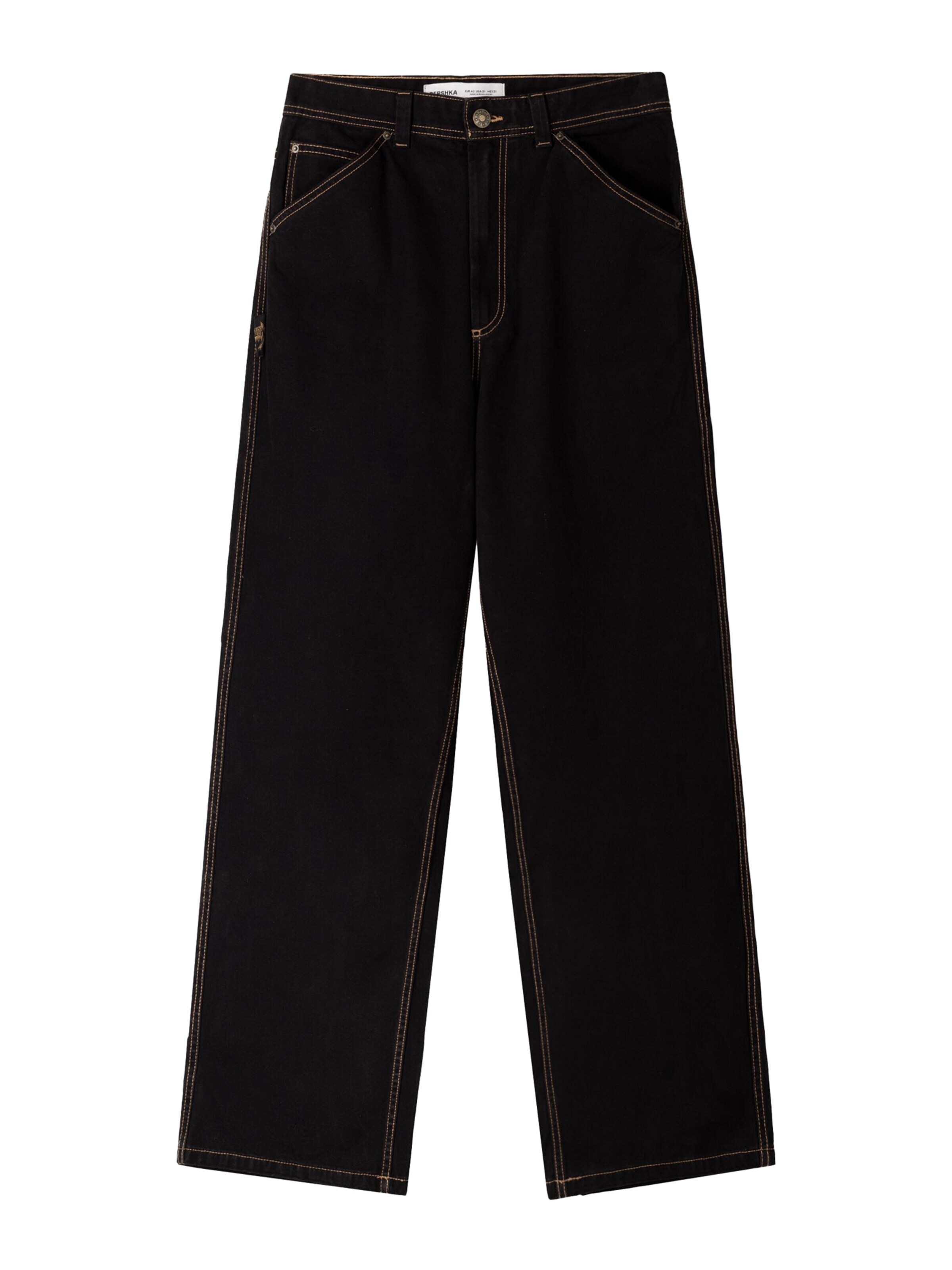 Bershka Lużny krój Spodnie w kolorze czarny: przód