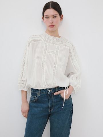 MANGO Blouse 'MASY' in Wit: voorkant