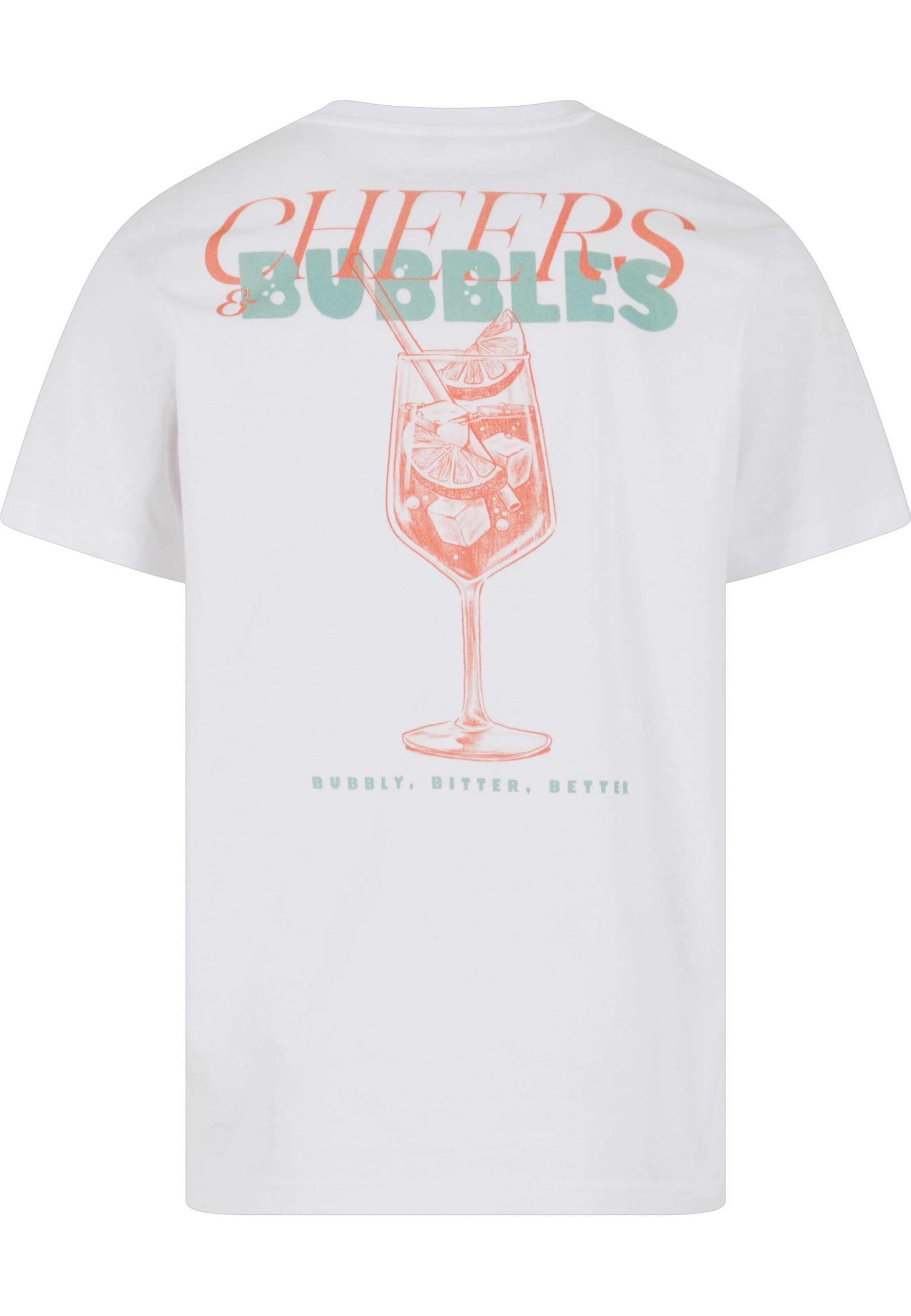 T-Shirt 'Cheers Bubbles' Mister Tee en blanc