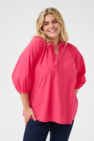 KAFFE CURVE Blouse 'KCLulla' in Roze: voorkant