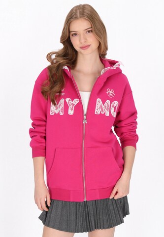 MYMO - Sudadera con cremallera en rosa: frente