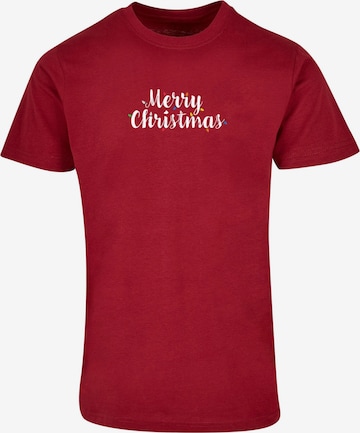Merchcode Shirt 'Merry Christmas Lights' in Rood: voorkant