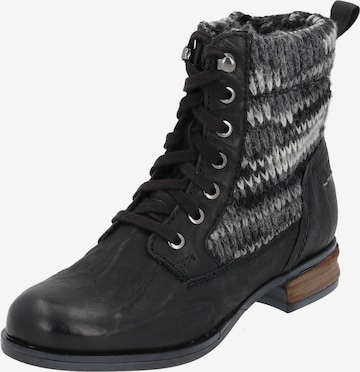 JOSEF SEIBEL Lace-Up Ankle Boots 'Sanja' in Black: front