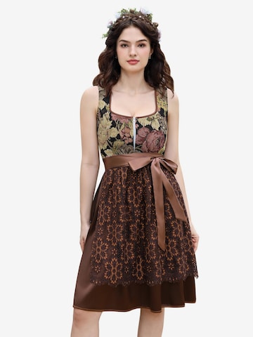 Yesfashion Dirndl in Braun: Vorderseite
