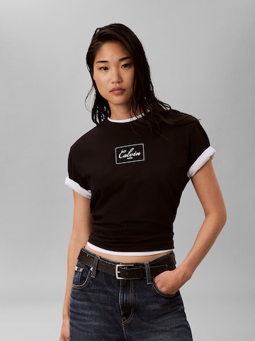 Calvin Klein Jeans Regular Shirt in Zwart: voorkant