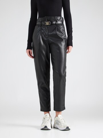 River Island Tapered Pleat-Front Pants in Black: front