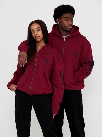 Multiply Apparel Zip-Up Hoodie 'SCORPIO' in Red: front