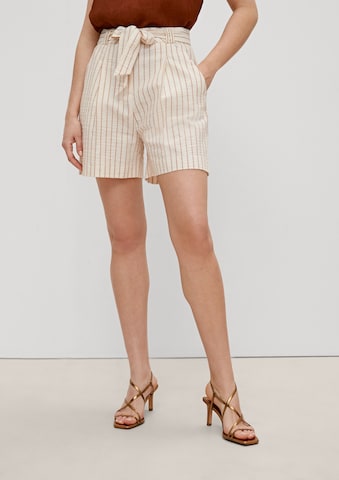 COMMA Wide leg Pleat-front trousers in Beige: front