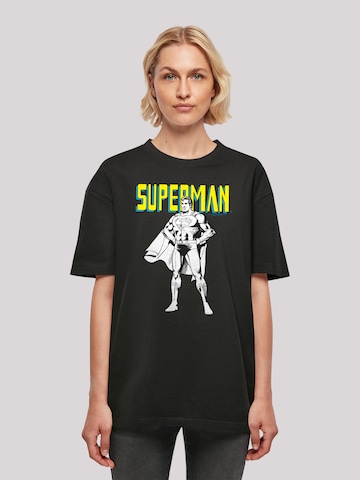 F4NT4STIC Shirt 'Superman Mono Action Pose' in Zwart: voorkant