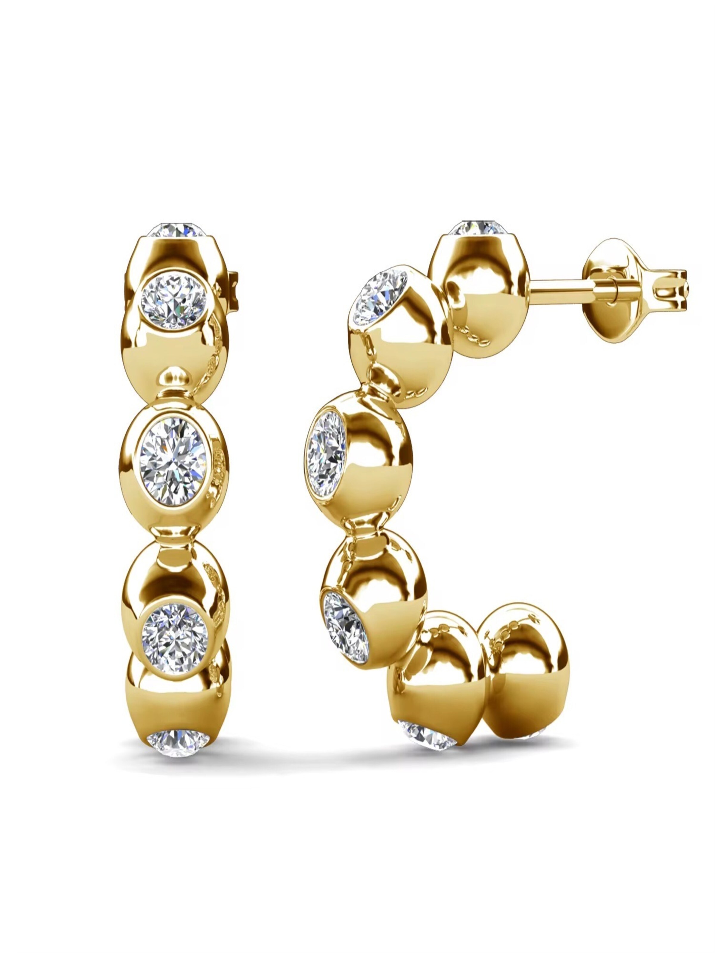 ROUGEMONT Jewellery Earrings 'Bubble Creolen mit funkelnden Kristallen' in Gold